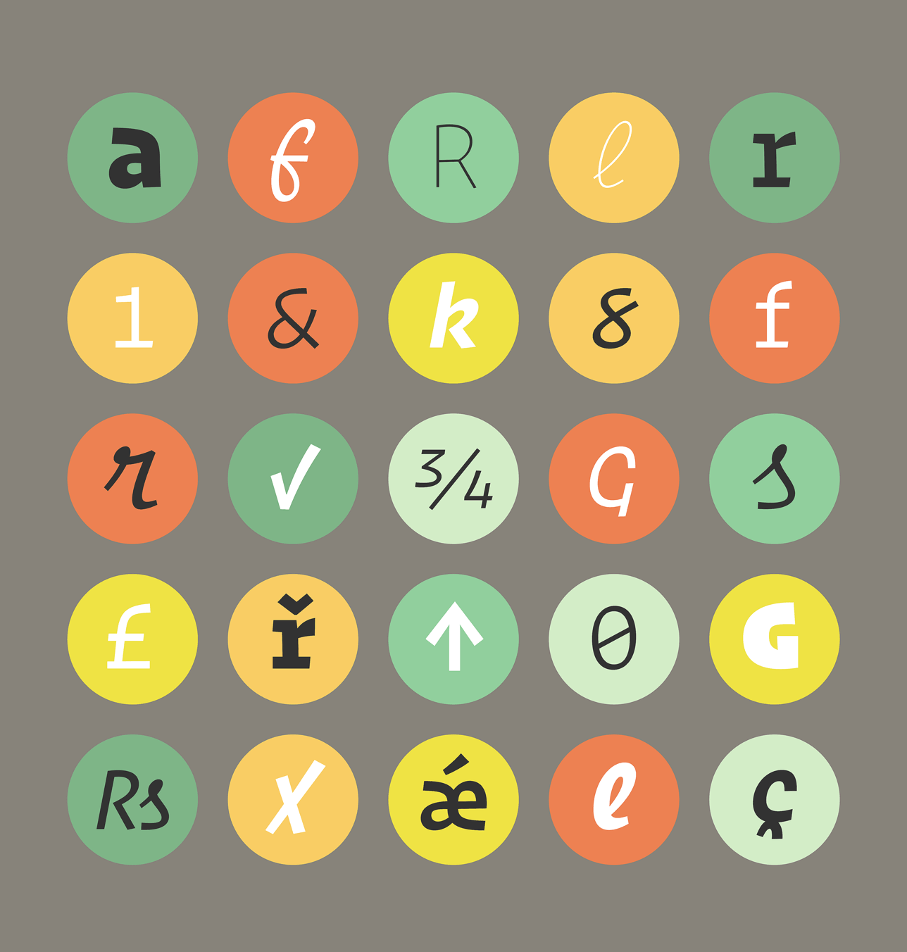 Assorted characters from the Operator typeface